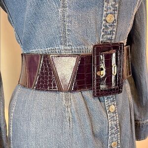 Purple Croc-Embossed wide Belt M/L